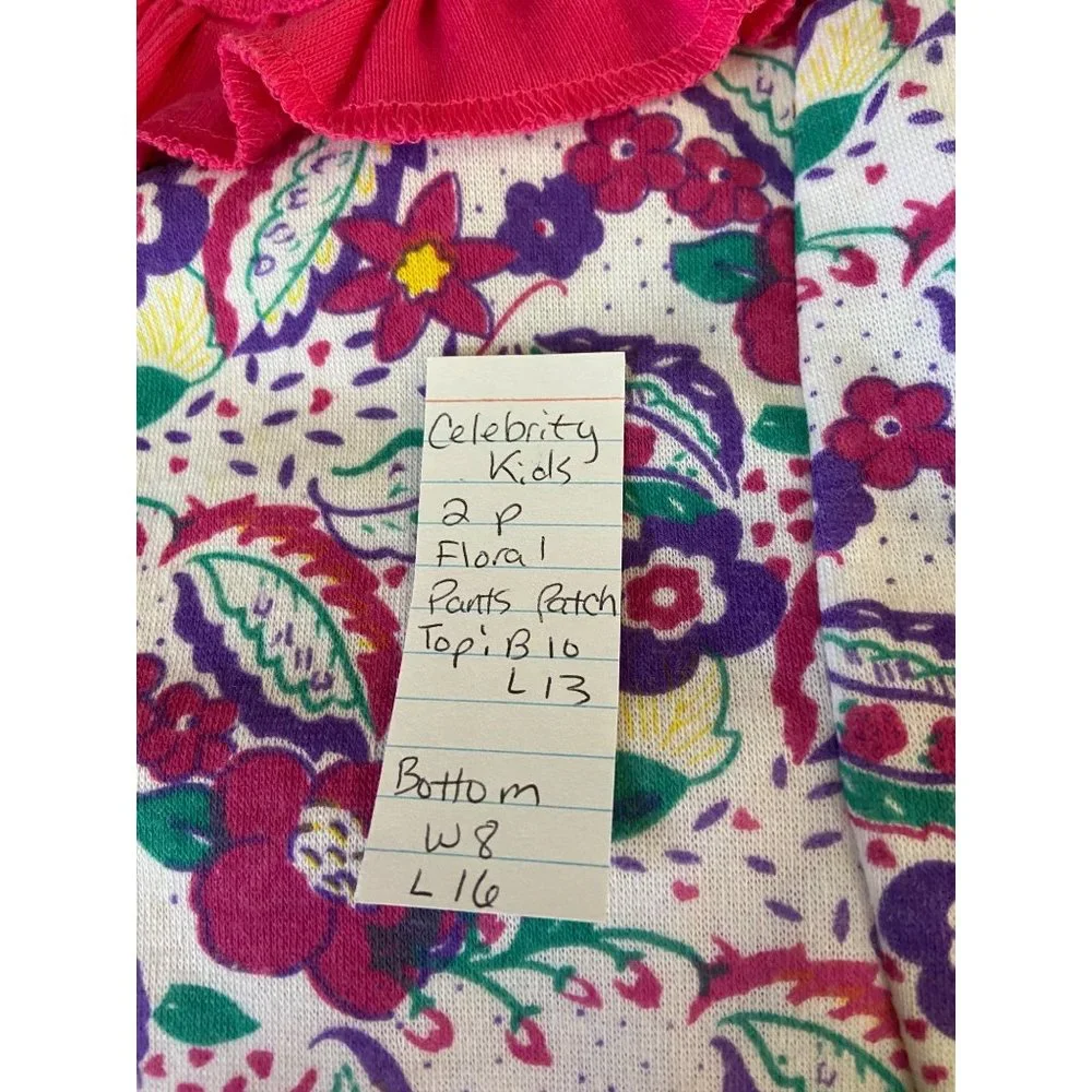 Celebrity Kids Vintage 90s Matching 2 piece Outfit Set sz 12 months PINK FLORAL‎